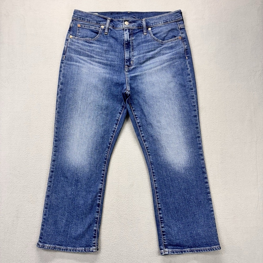 GAP Kick Fit High Rise Jeans Womens 33/16R 34x26 Blue Denim Stretch Workwear - Picture 3 of 12